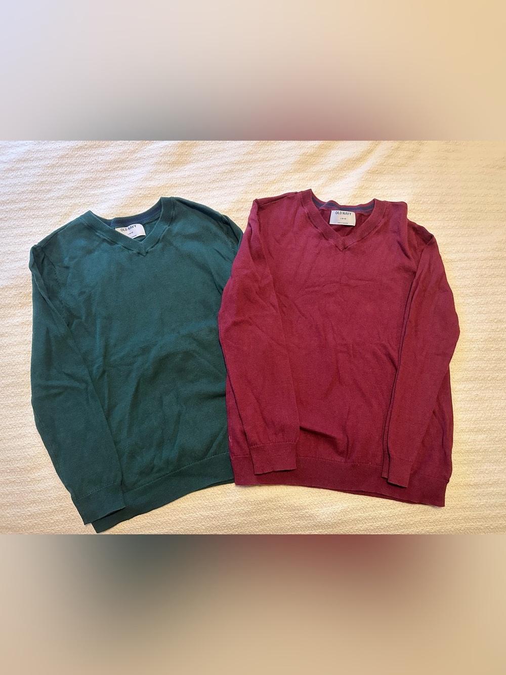 Old Navy Boys Lightweight V-Neck Sweater - Green and Burgundy